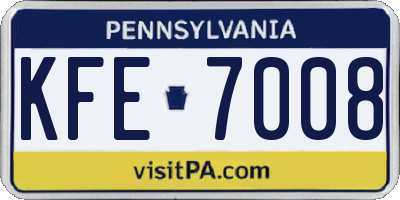PA license plate KFE7008