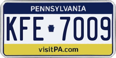 PA license plate KFE7009