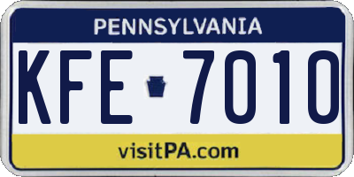 PA license plate KFE7010