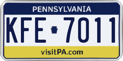 PA license plate KFE7011