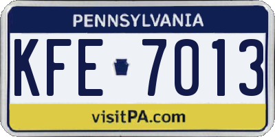 PA license plate KFE7013