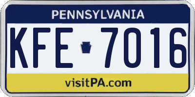 PA license plate KFE7016