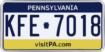 PA license plate KFE7018
