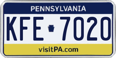 PA license plate KFE7020