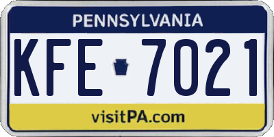 PA license plate KFE7021
