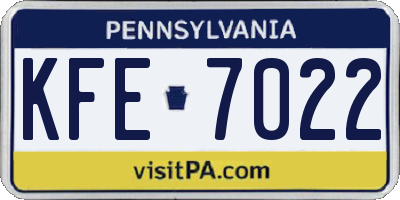 PA license plate KFE7022
