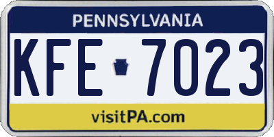 PA license plate KFE7023