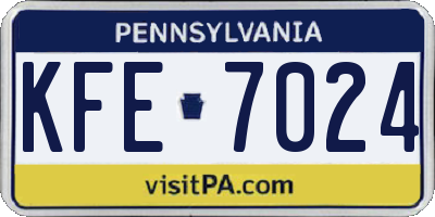 PA license plate KFE7024