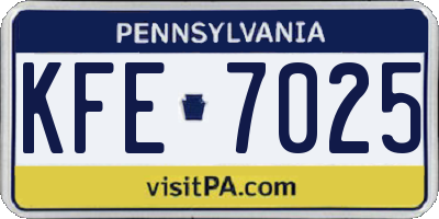PA license plate KFE7025
