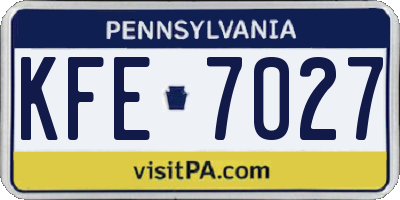 PA license plate KFE7027