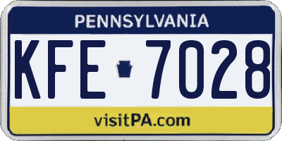 PA license plate KFE7028