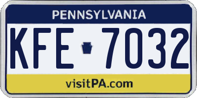 PA license plate KFE7032