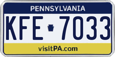 PA license plate KFE7033