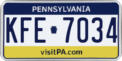 PA license plate KFE7034