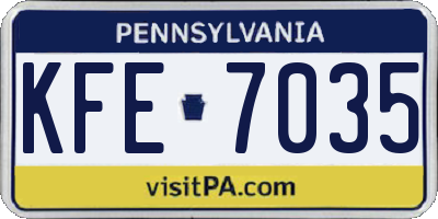 PA license plate KFE7035