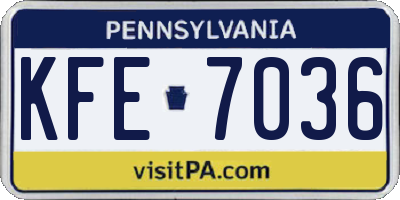 PA license plate KFE7036