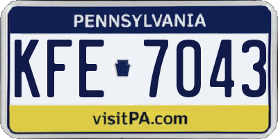 PA license plate KFE7043