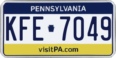 PA license plate KFE7049