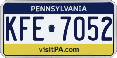 PA license plate KFE7052
