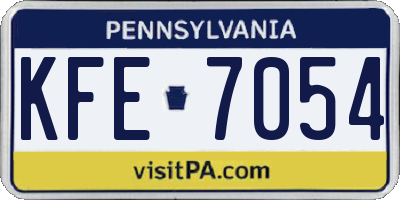 PA license plate KFE7054
