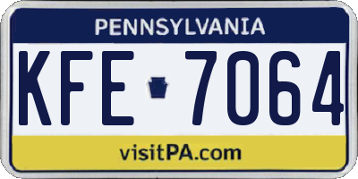 PA license plate KFE7064