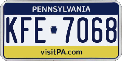 PA license plate KFE7068
