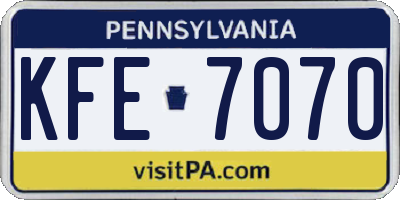 PA license plate KFE7070