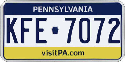 PA license plate KFE7072
