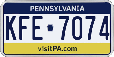 PA license plate KFE7074