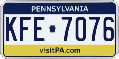 PA license plate KFE7076