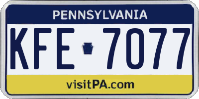 PA license plate KFE7077