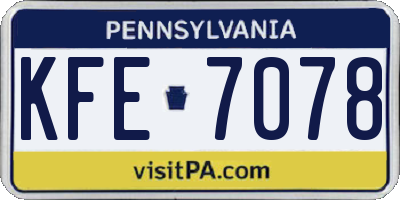 PA license plate KFE7078