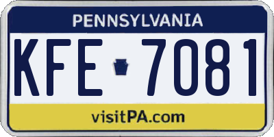 PA license plate KFE7081