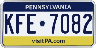 PA license plate KFE7082