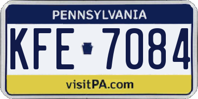 PA license plate KFE7084