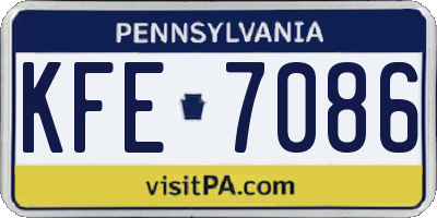 PA license plate KFE7086