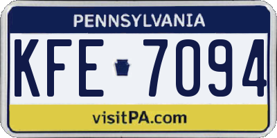 PA license plate KFE7094