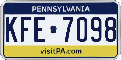 PA license plate KFE7098