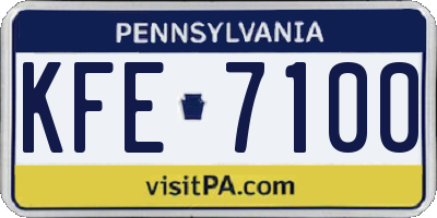 PA license plate KFE7100