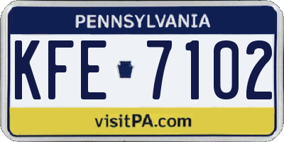 PA license plate KFE7102