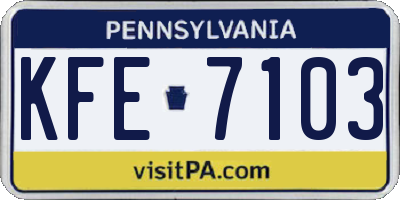 PA license plate KFE7103