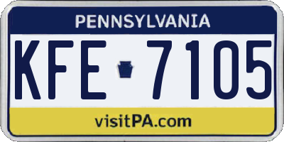 PA license plate KFE7105