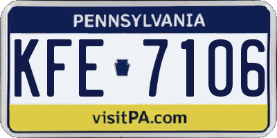 PA license plate KFE7106