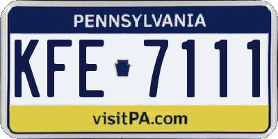 PA license plate KFE7111