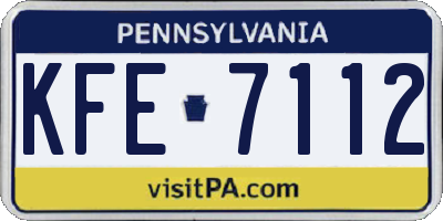 PA license plate KFE7112