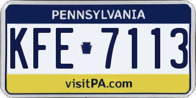 PA license plate KFE7113