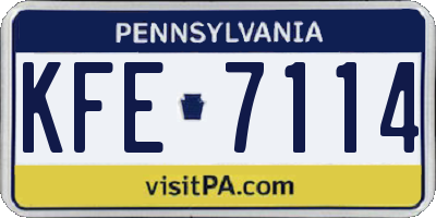 PA license plate KFE7114