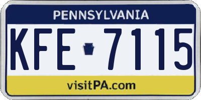 PA license plate KFE7115