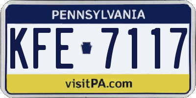 PA license plate KFE7117