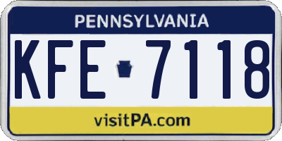 PA license plate KFE7118